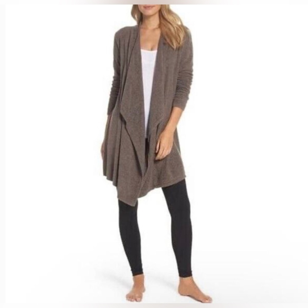 Barefoot Dreams Women’s L/XL Brown Bamboo Cozy Chic Lite Open/Waterfall Sweater